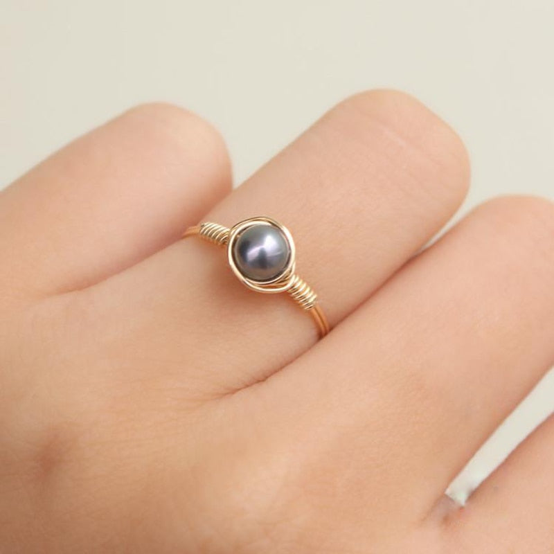 Midnight Pearl Wrap Ring