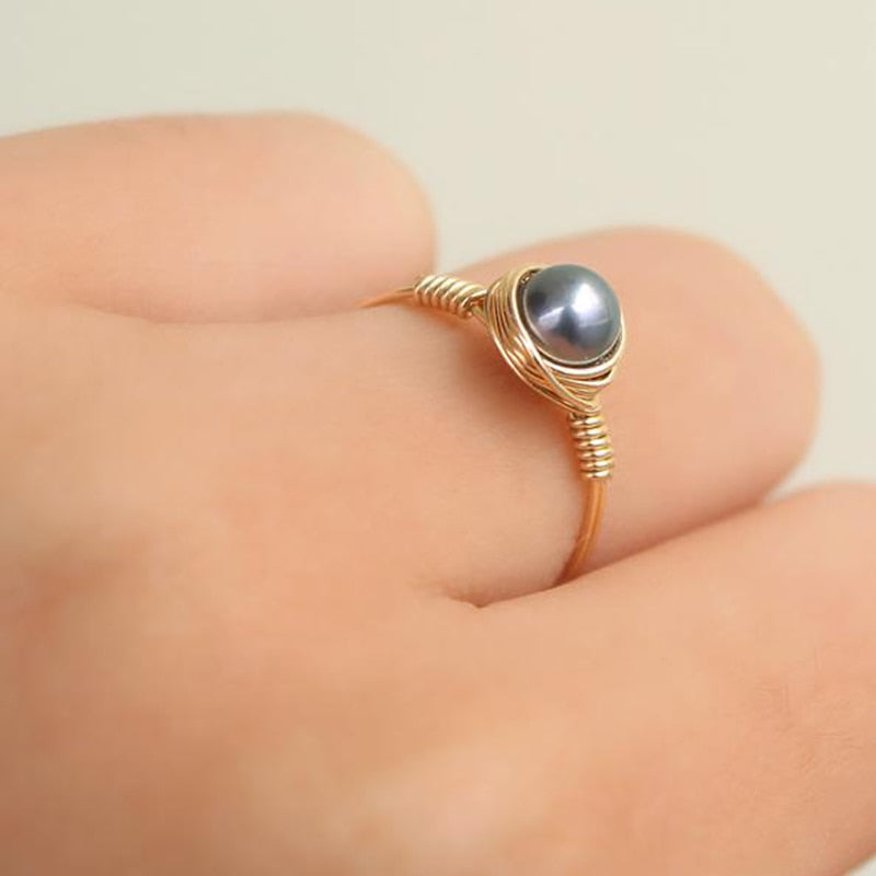 Midnight Pearl Wrap Ring