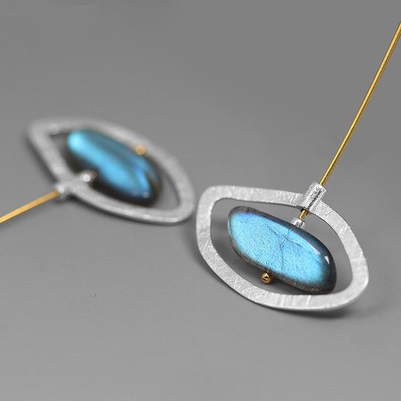 Starry Eye Drop Earrings with Labradorite