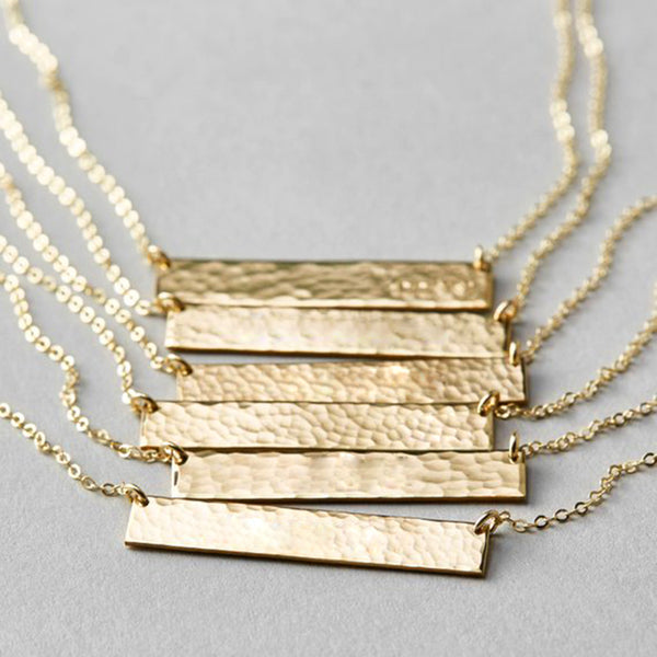 Rippled Gold Bar Necklace