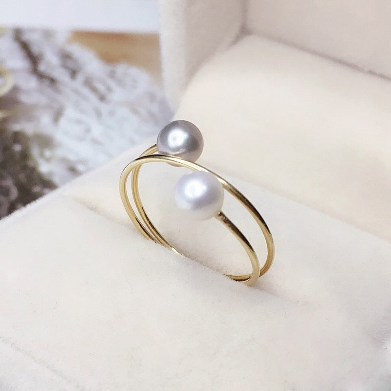 Spiral Silver & White Pearl Ring