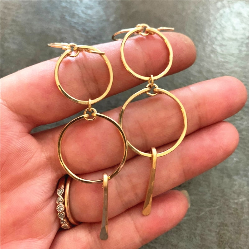 Handmade Lined Hoop Earrings