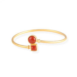 Crossover Shape Mute Gemstone Bracelet in Red Agate