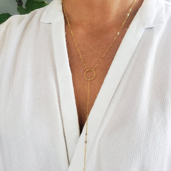 Circular Gold Linked Necklace