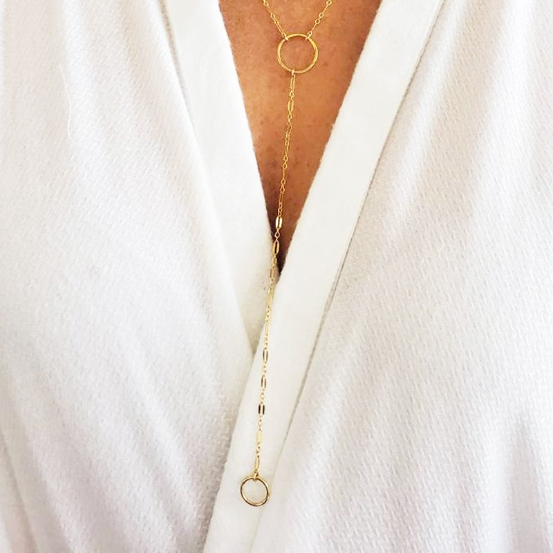 Circular Gold Linked Necklace