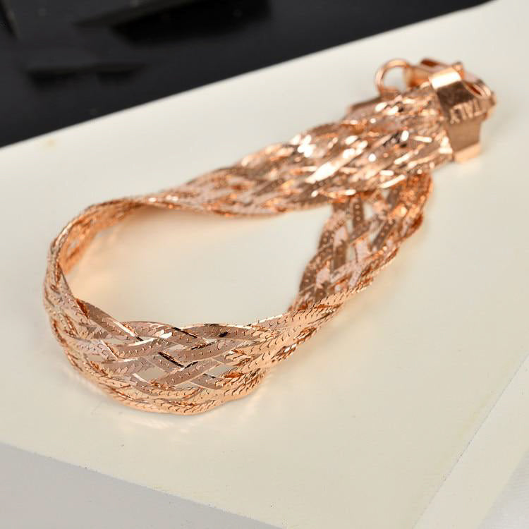 Thick Italian Braid Bracelet in Rose Gold