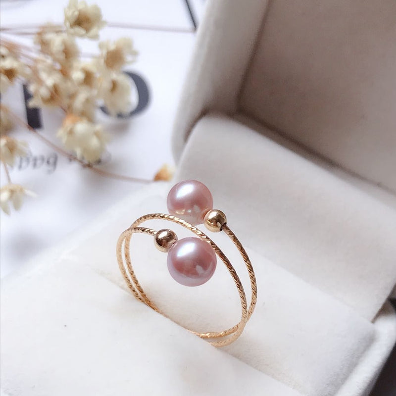 Spiral Pink Pearl Ring